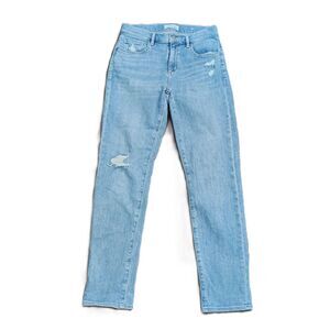 LOFT 2 / 26 Women's Light Wash Distressed Super Soft Girlfriend Stretch Jeans